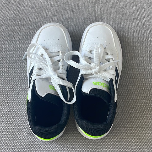 Worn once- White Adidas with black and fluorescent green details. - Picture 3 of 3